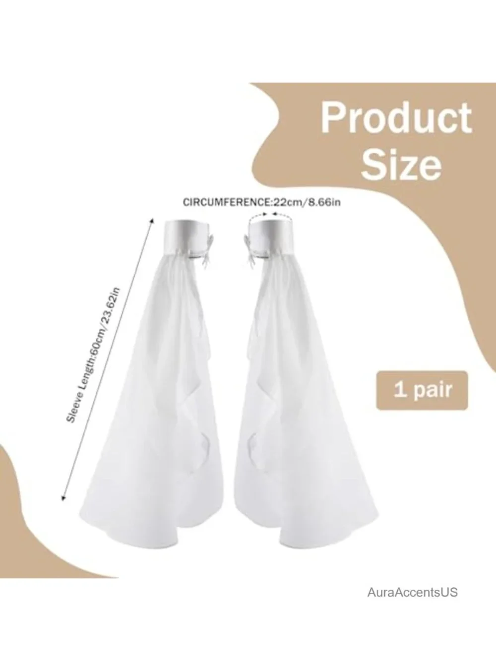 Women's Victorian Long Tulle Bell Sleeves with Adjustable Tie Cuffs, Chiffon